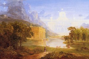 The Cross And The World: Study For 'the Pilgrim Of The World On His Journey' — Thomas Cole