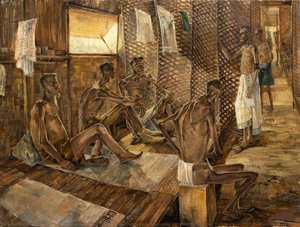Orderly On His Rounds In X Ward, Changi Gaol, Singapore, With Prisoners Of War Suffering From Starvation And Beriberi — Leslie Cole