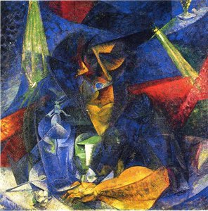 Woman In A Café: Compenetrations Of Lights And Planes