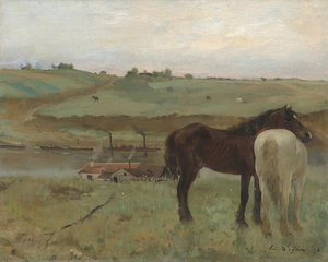 Horses In A Meadow — Edgar Degas