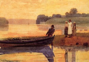 Sunset: Beaching The Boat — Winslow Homer