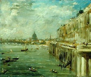 Somerset House Terrace And The Thames A View From The North End Of Waterloo Bridge With St. Paul's Cathedral In The Distance — John Constable
