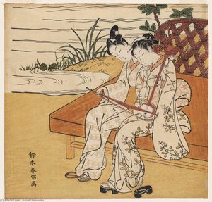 Couple Playing A Kokyû Together — Suzuki Harunobu