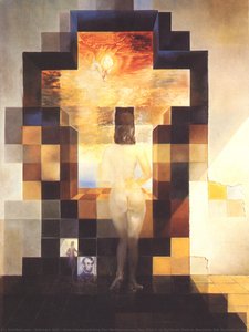 Gala Contemplating The Mediterranean Sea Which At Eighteen Metres Becomes The Portrait Of Abraham Lincoln — Salvador Dalí