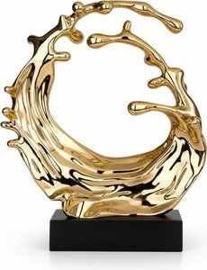 Golden Wave Resin Sculpture, Abstract Art
