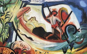 Drei Mädchen In Einer Barke (hree Girls In A Barque) - August Macke — August Macke