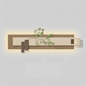Layered Stone & Wood Wall Art With Integrated Led Lighting